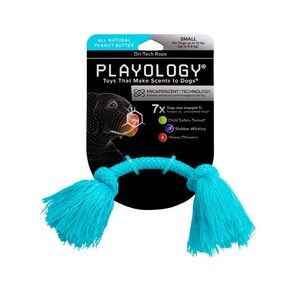 Playology Dri-Tech Rope Dog Toy Flavor Peanut Butter Color Blue Size S